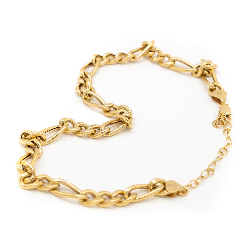 Gold Figaro-Link Chain Necklace