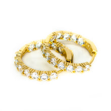 Load image into Gallery viewer, Princess Crystal Gold Hoop Earrings
