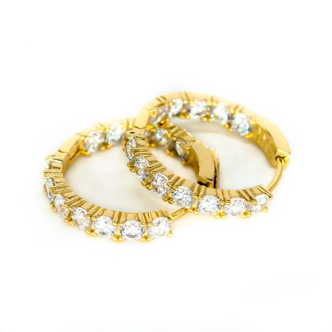 Princess Crystal Gold Hoop Earrings